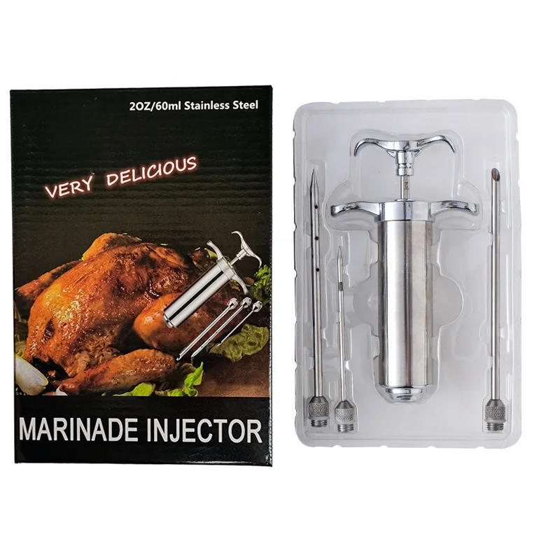 BBQ Accessories set BBQ and Turkey Stainless Steel Meat Injector Syringe