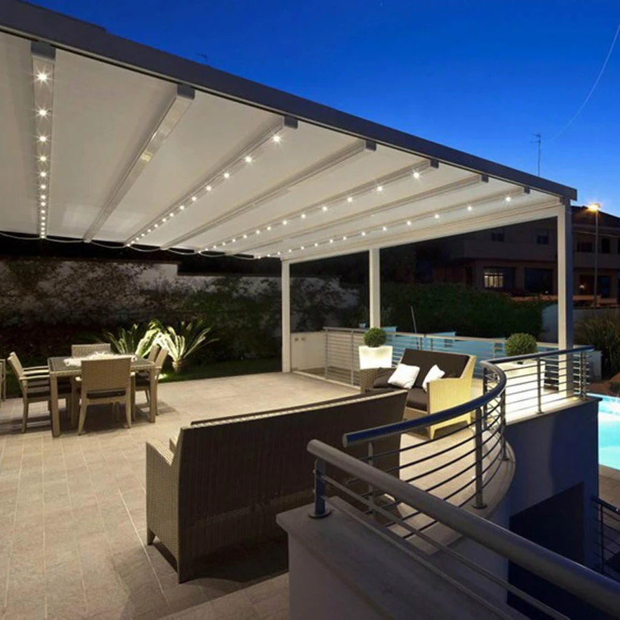 Wholesale price waterproof bioclimatic patio canopy awning motorized and manual folding retractable roof