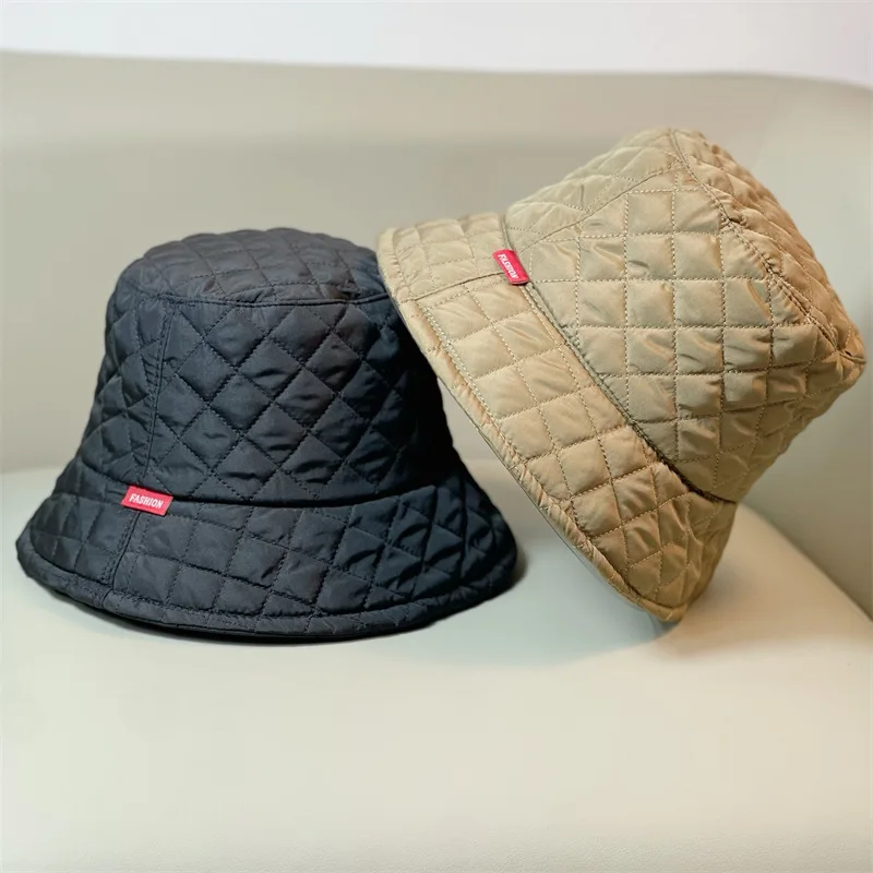 Newest Catalog Designer Bucket Hat Down Cotton Luxury Fisherman Hat Quilting Unisex Fashion Outdoor Hat Keep Warm Headwear