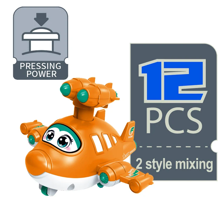 12PCS Cute Kids Press Move Forward Slide Plane Cartoon Airplane Toys