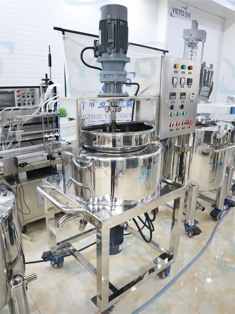 50L Movable Industrial chemical Cosmetic Liquid Detergent heated Mixing Reactor tank high shear homogenizer mixer blender