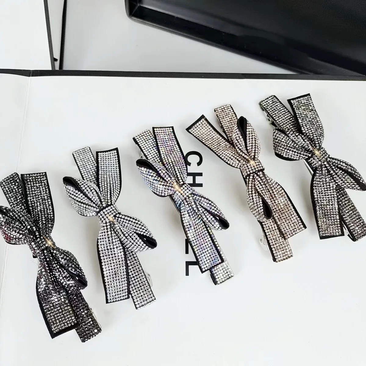 Summer Korea Spring Clip Bow Half Tie Hair Shiny Colorful Rhinestone Hair Accessories