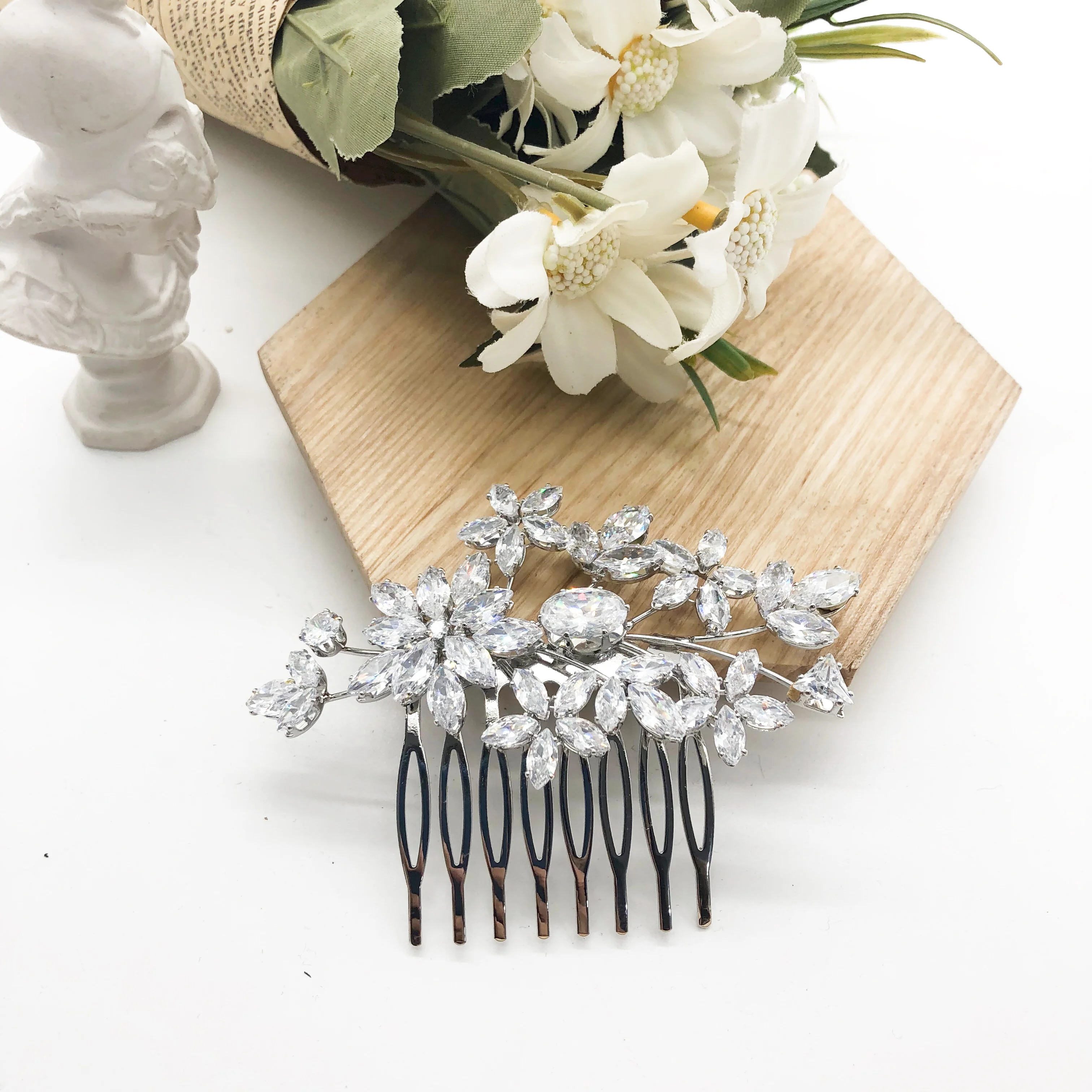 Fashion Handmade Zircon Flower Leaf Headdress Accessories Bridal Jewelry Wedding Hair Combs