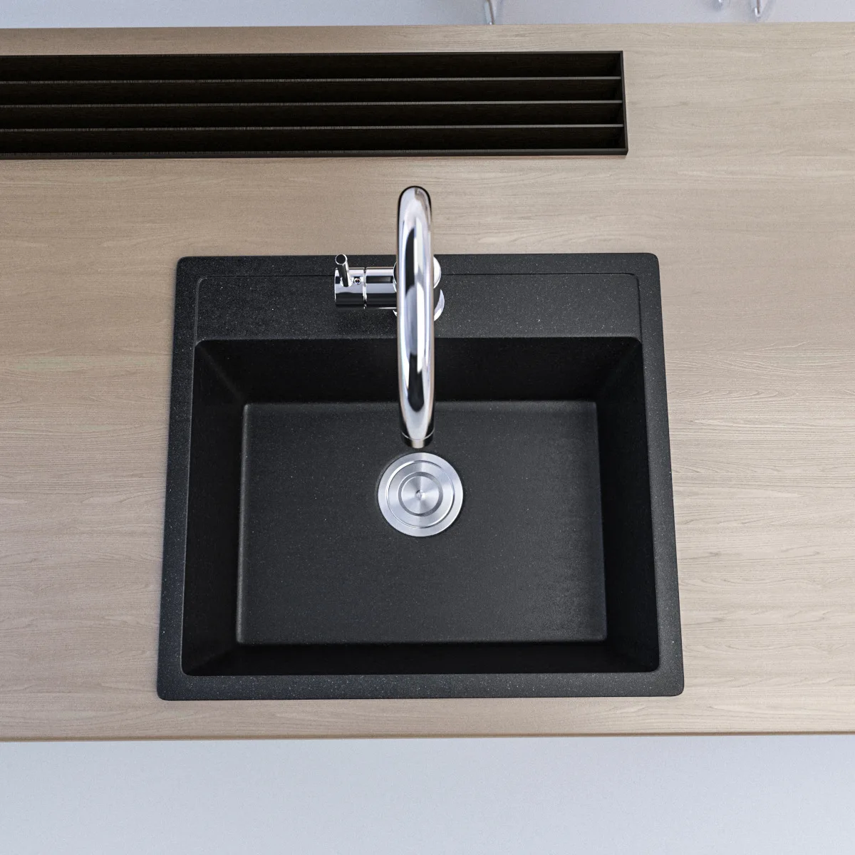 White quartz composite granite high hardness kitchen ceramic single bowl washbasin sink