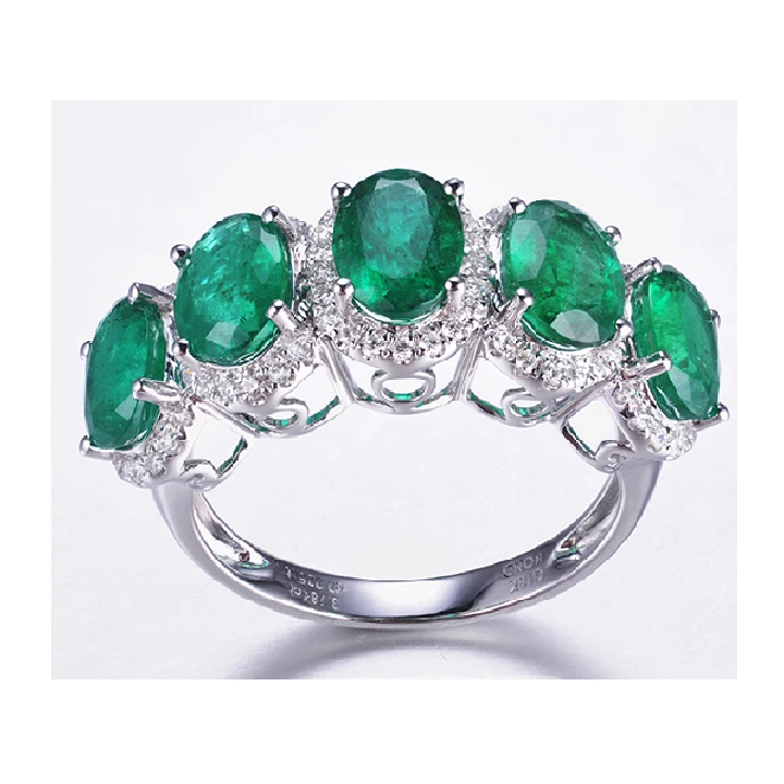 Пользовательские модные ювелирные изделия завод ручной работы роскошное 18K золото овальное Изумрудное кольцо с бриллиантом