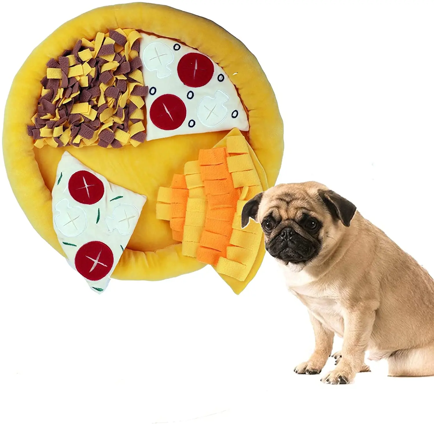 Pet Pizza Shape Snuffle Mat Nosework Blanket Feeding Training Mat Slow Feed Puzzle Toy Interactive Game for Boredom Stress Relea