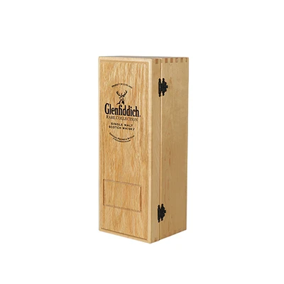 custom logo Wood color flip silk print luxury single bottle packaging corrugated box case gift wood wine box