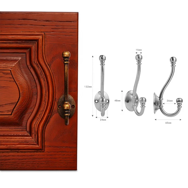 Hooks Vintage Hanger Black Rack Brass Decorative Metal Nordic Wholesale Rustic Wall Mounted Coat Hook