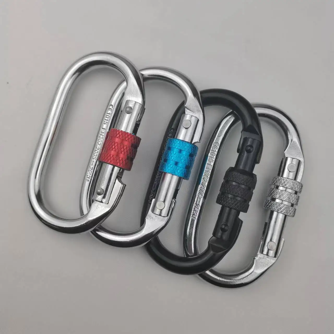 25KN oval lock steel rotary nut lock carabiner hook heavy duty screw carabiner climbing hooks
