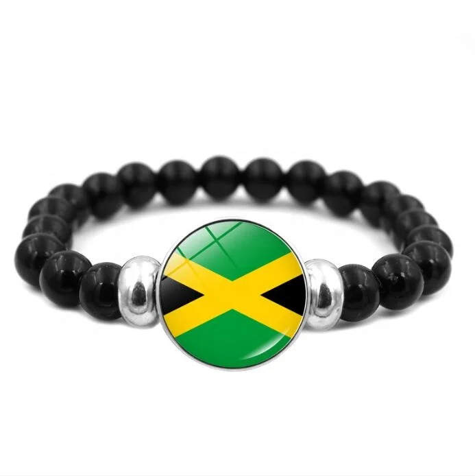 National Flag Jamaica Bracelet Elastic Rope Beaded Bracelet Travel Souvenir Gifts for Men Women