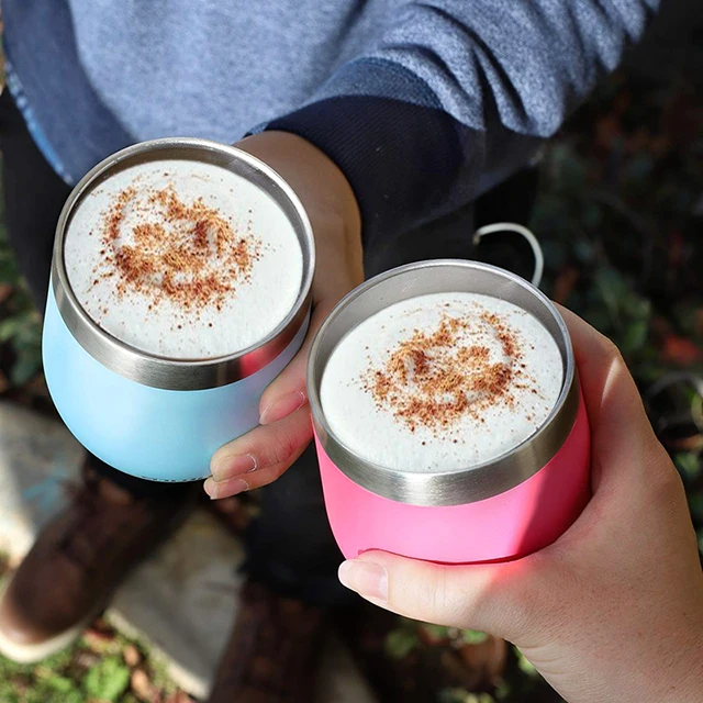 
Wholesale customized 12oz Stemless stainless steel wine mug with straw 