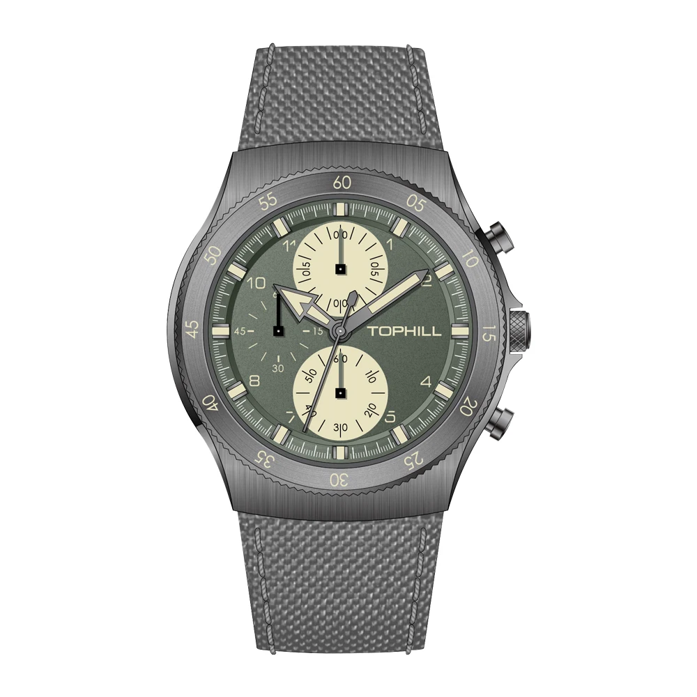 OEM 316L stainless steel Multi-function Chronograph quartz watch VD55 sport quartz watch 5ATM waterproof sapphire