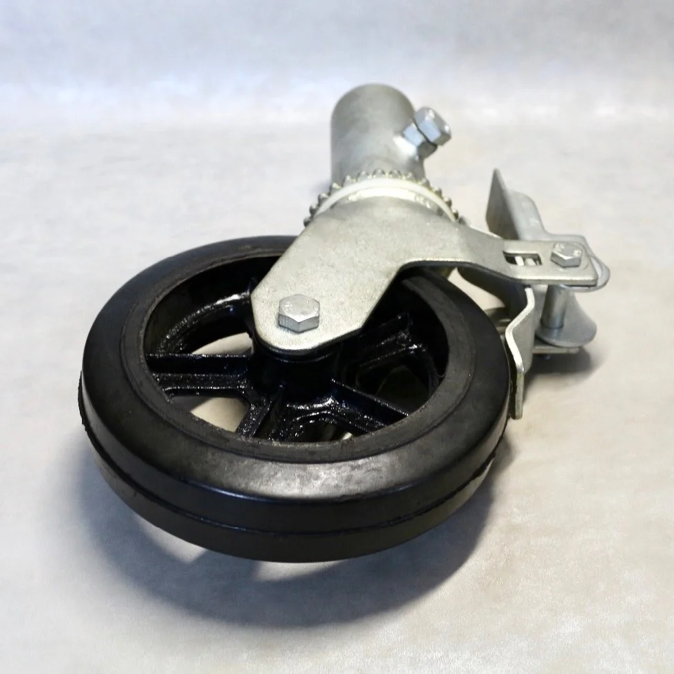 SS 8 inch Heavy Duty Wheel Mobile Scaffold Caster Rubber Accessory with Brake