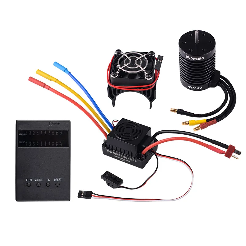 F540 3930KV 4370KV водонепроницаемый бесщеточный двигатель с 60A ESC программируемая карта Радиатор вентилятора для 1/10 RC гоночный автомобиль грузовик