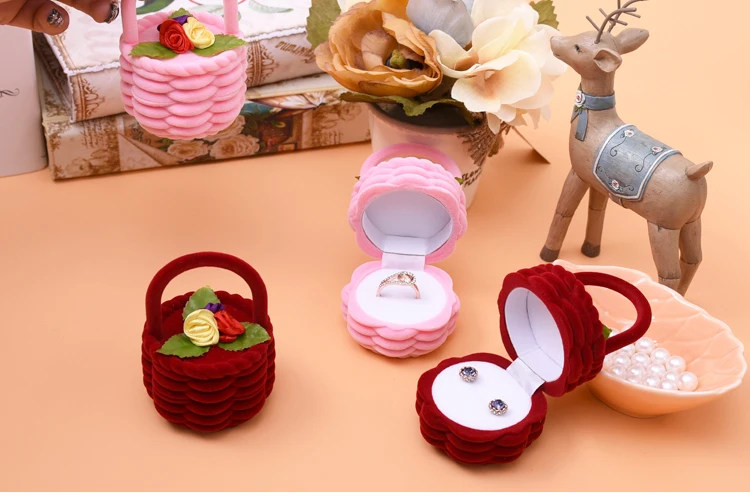 Cute Style  Earring box Flannel ring box Cartoon starfish package cake Ice cream shape Wedding jewelry storage box