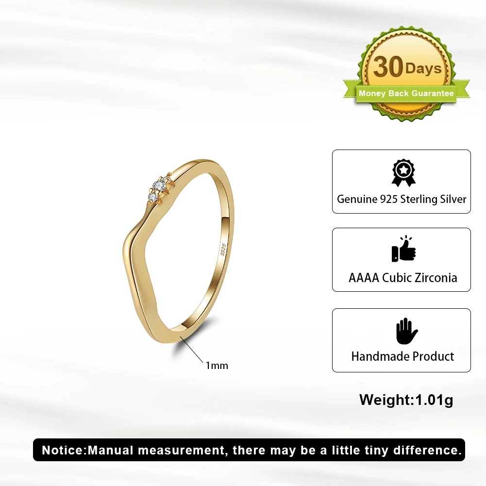 RINNTIN APR29 Fashion Jewelry Twisted Ring 925 Sterling Silver 14k Gold Plated Zircon Rings For Ladies