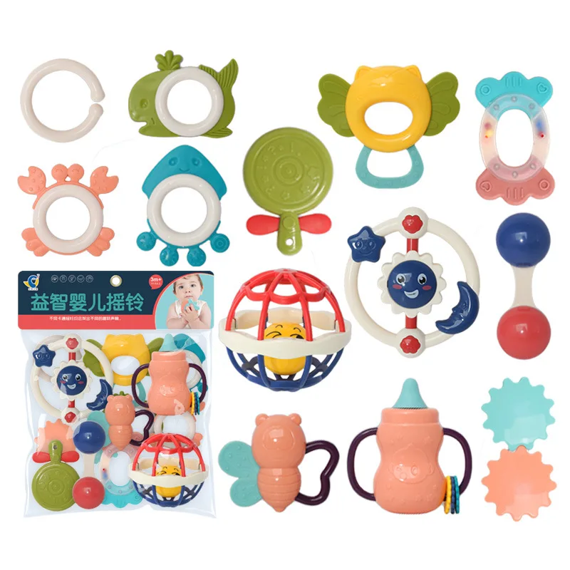 13pcs Baby rattle set teether toy funny plastic toys rattle baby hand rattles