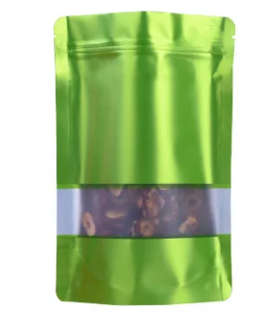 
In Stock Multicolor Colored Zipper Food Window Plastic Printing Package Aluminum Foil Stand Up Zip Lock Pouch Bag 