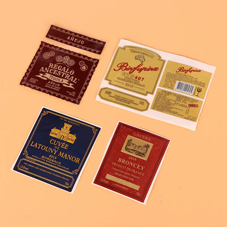 Custom private thermal wine bottle label shiny waterproof label sticker