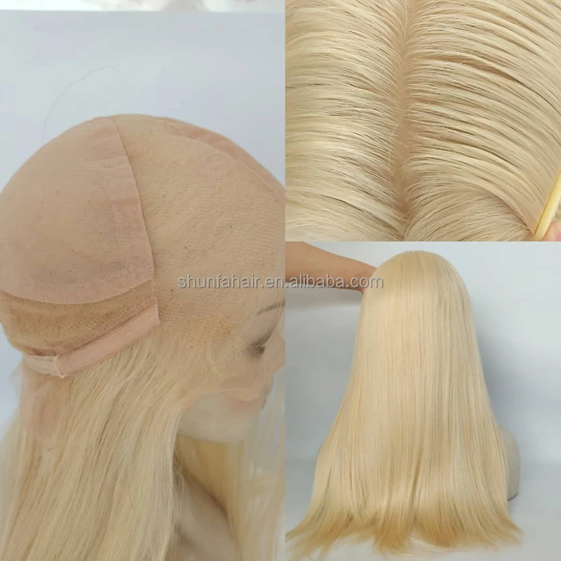 Full lace wig virgin cuticle human blonde color hair replacement form hair factory