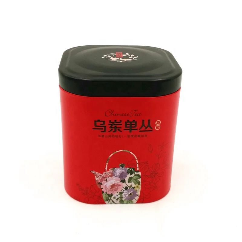Big chamfer Chinese style square tea container tin