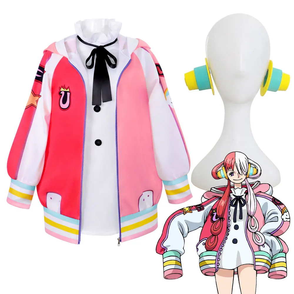 Anime Cosplay Costume Film Red Uta Women Cute Dress Uniform Halloween Party Jackets Coat Dresses Suit