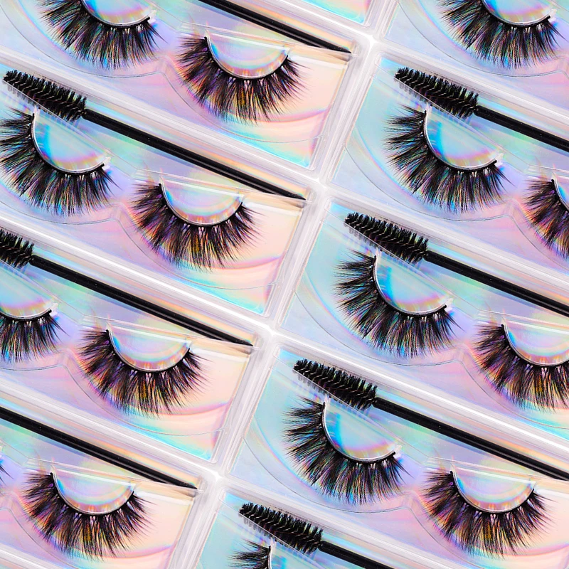 Natural Look False Eyelashes Bulk 3d Mink Eyelash Vendor with Glitter  Box 15 Styles Mixed False Eyelashes Wholesale