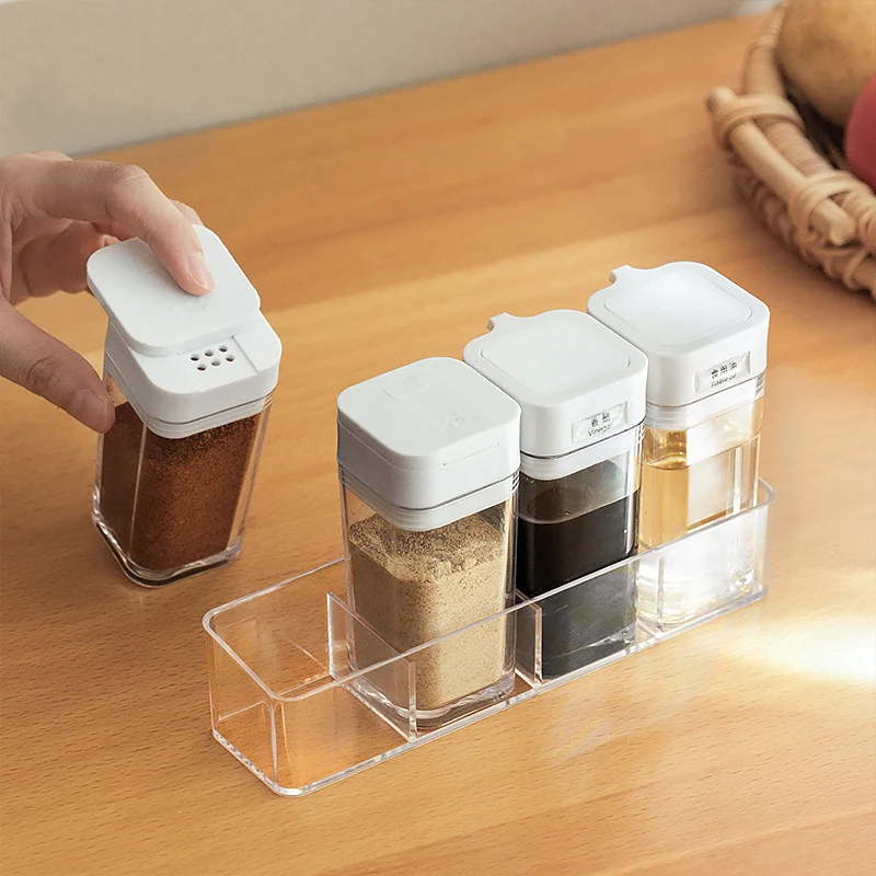 2022 New Designed Pet Plastic Condiments Container Bottle Airtight Food Storage Container Set Condiment Storage Jar