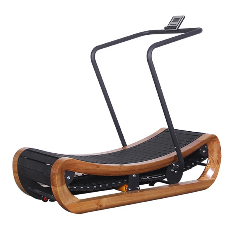 Gym Fitness Running Machine Unpowered Treadmill Wood Curve Treadmill
