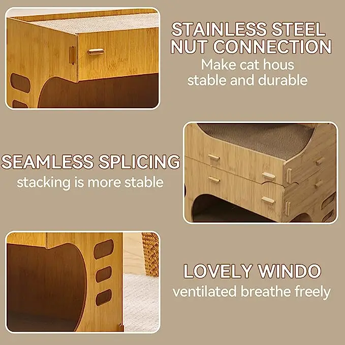 Pet cat cave bed nest condo perch cage indoor villa scratcher cardboard cute cat house