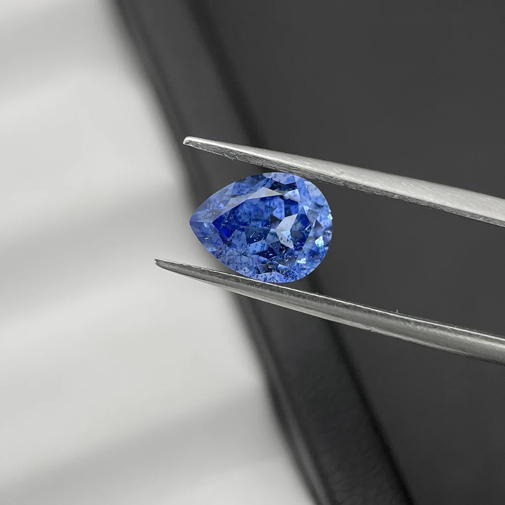 Lab Grown Gemstone Wholesale Loose Gemstones Pear Cut Cornflower Blue Sapphire For Making Jewelry