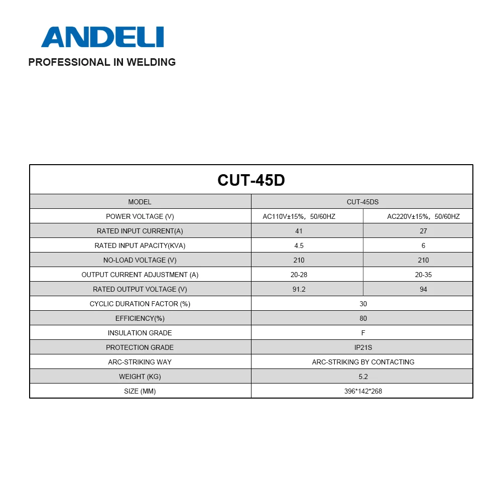 ANDELI  2024 New Arrival 110V/220V LED   CUT45D HF CUT 15MM Plasma cutter machine