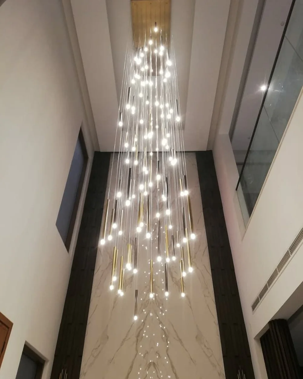 Modern Long LED Pendant Lamp Living Room Villa Staircase Tubular Chandelier