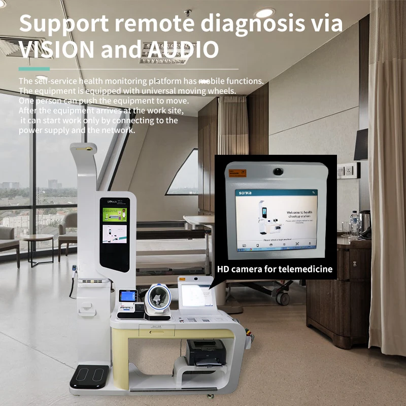 Interactive Health Body Analyzer Vital Signs Monitor Station Telehealth Kiosk Telemedicine Equipment