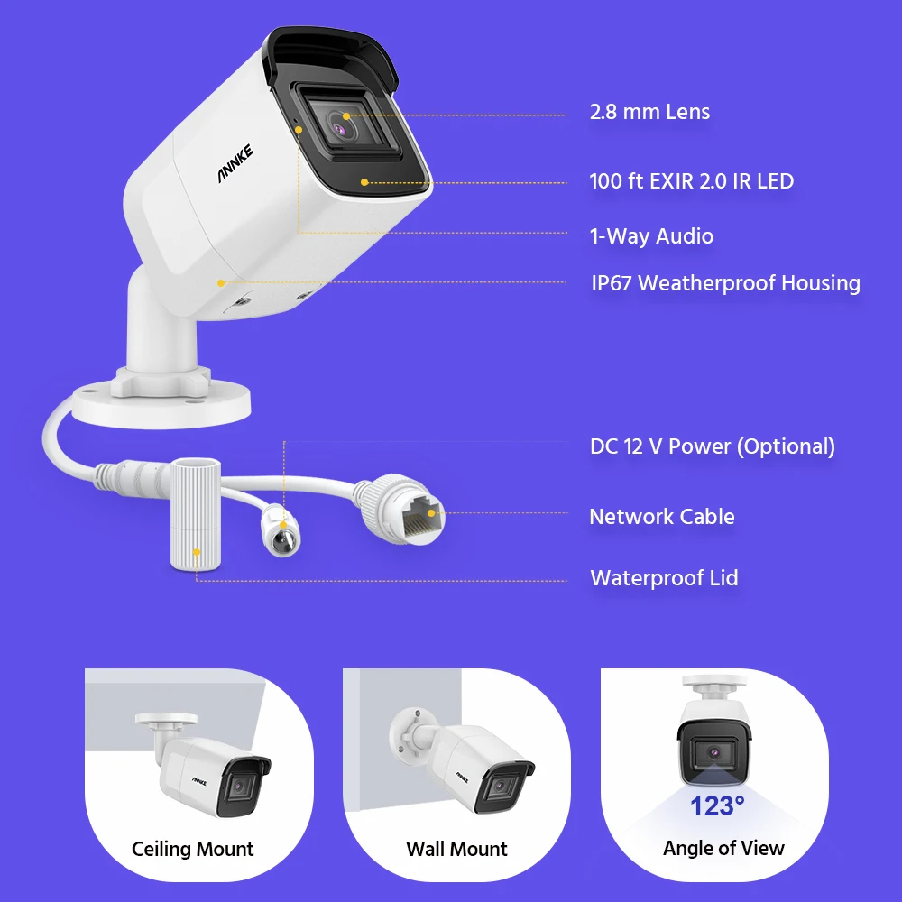 IP-камера видеонаблюдения ANNKE сетевая H265 8 Мп 4K с