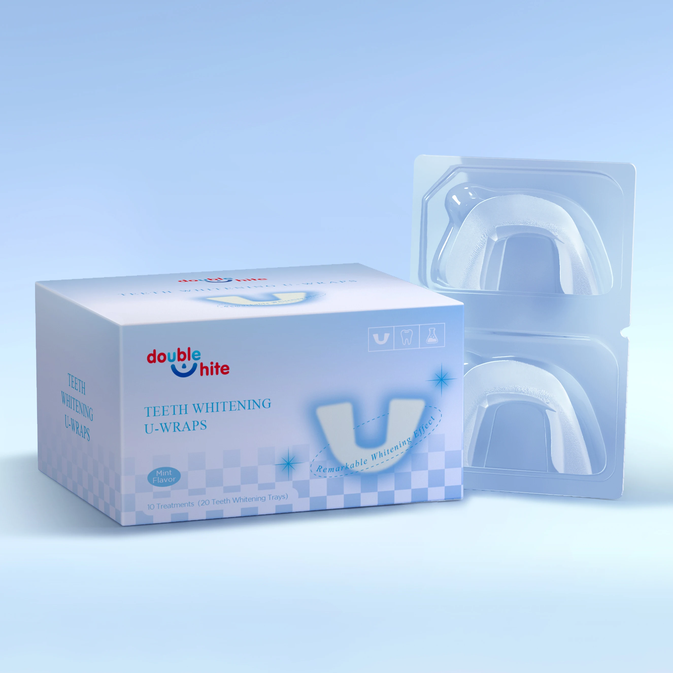 best home teeth whitening customized logo with 10 pairs u-wraps at home teeth whitening strips high quality  manufacturer