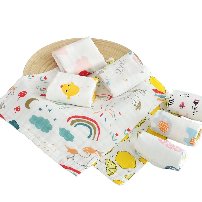 Multi Purpose Cleaning Cloth 25*25cm Eco-Friendly Washcloth Square Cotton Gauze Baby Muslin Towel