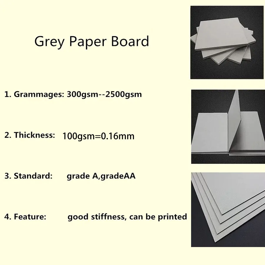 250gsm 300gsm 400gsm 500gsm Duplex Grey Back Paper Board Gray Cardboard Sheets
