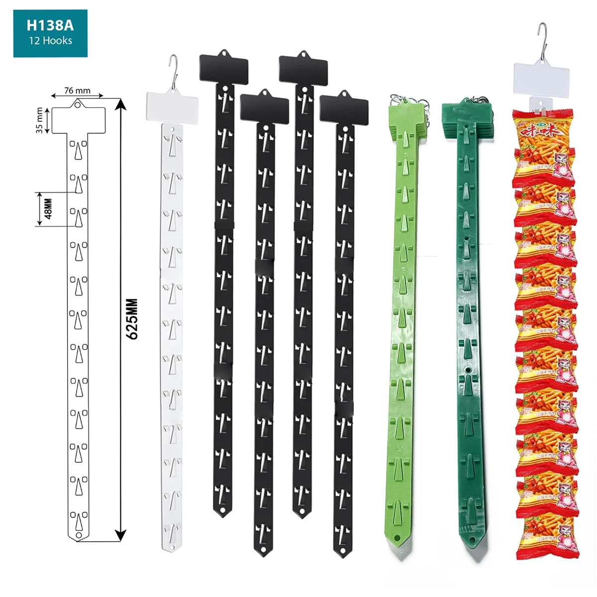 Supermarkets Retail Display Hanging Merchandising Clip Strips with Hooks