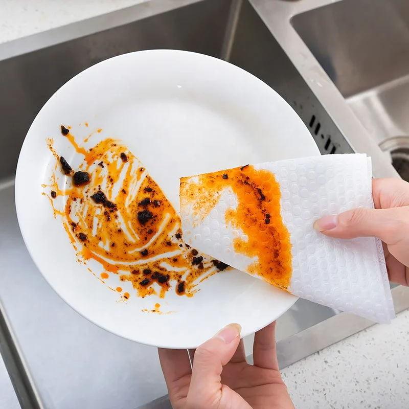 Wholesale Disposable Lazy Rag Non-woven Washable Kitchen Lazy Rags Dry Snd Wet Kitchen Thickened Degreasing Dishwashing Cloth