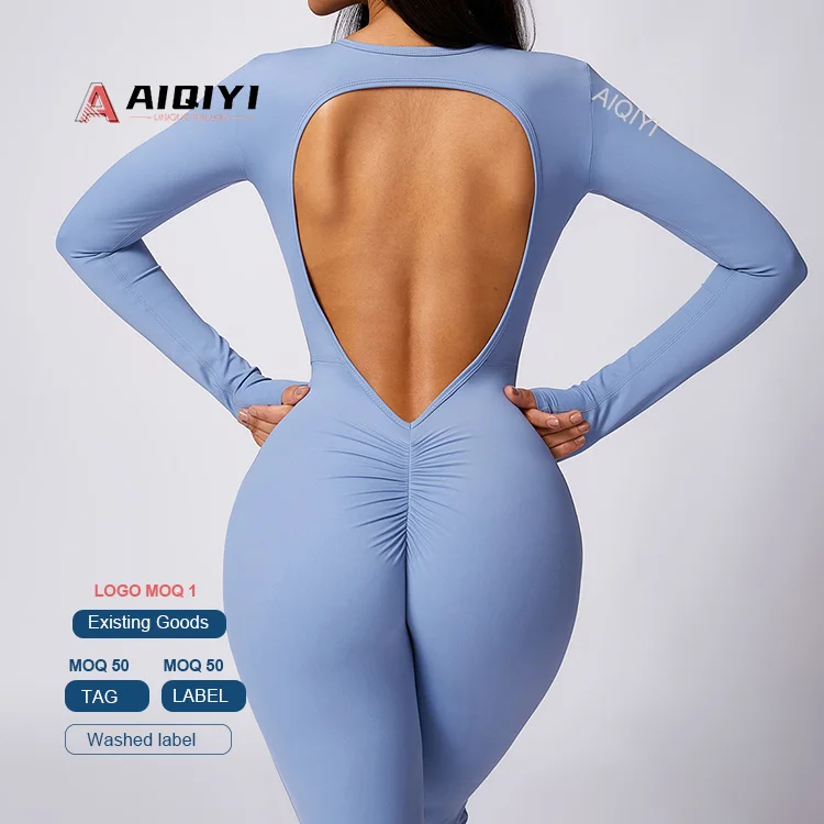 8705 Повседневный расклешенный слитный костюм для йоги с длинными рукавами Женский облегающий спортивный костюм для фитнеса 8705