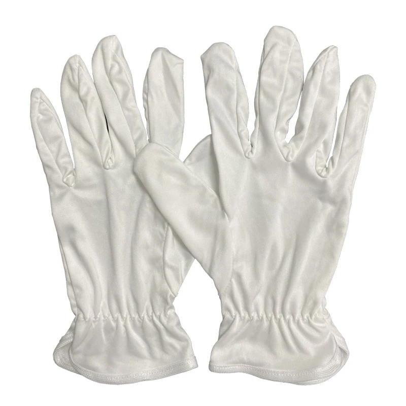 Gloves Jewelry Manufacturer 100% Microfiber Gloves White Polyester Dust Free Gloves For Jewelry