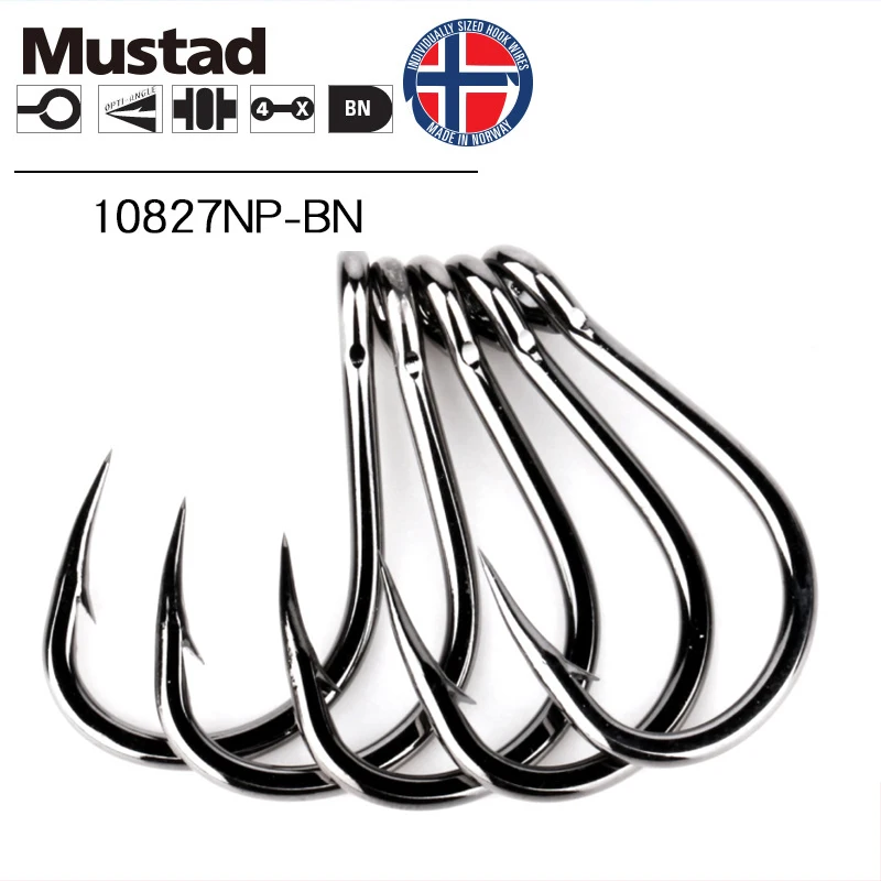 Рыболовный крючок Mustad Hoodlum 10827NP-BN норвежские рыболовные крючки для соленой воды прочная рыболовная приманка 4X с бородкой железная доска рыболовный