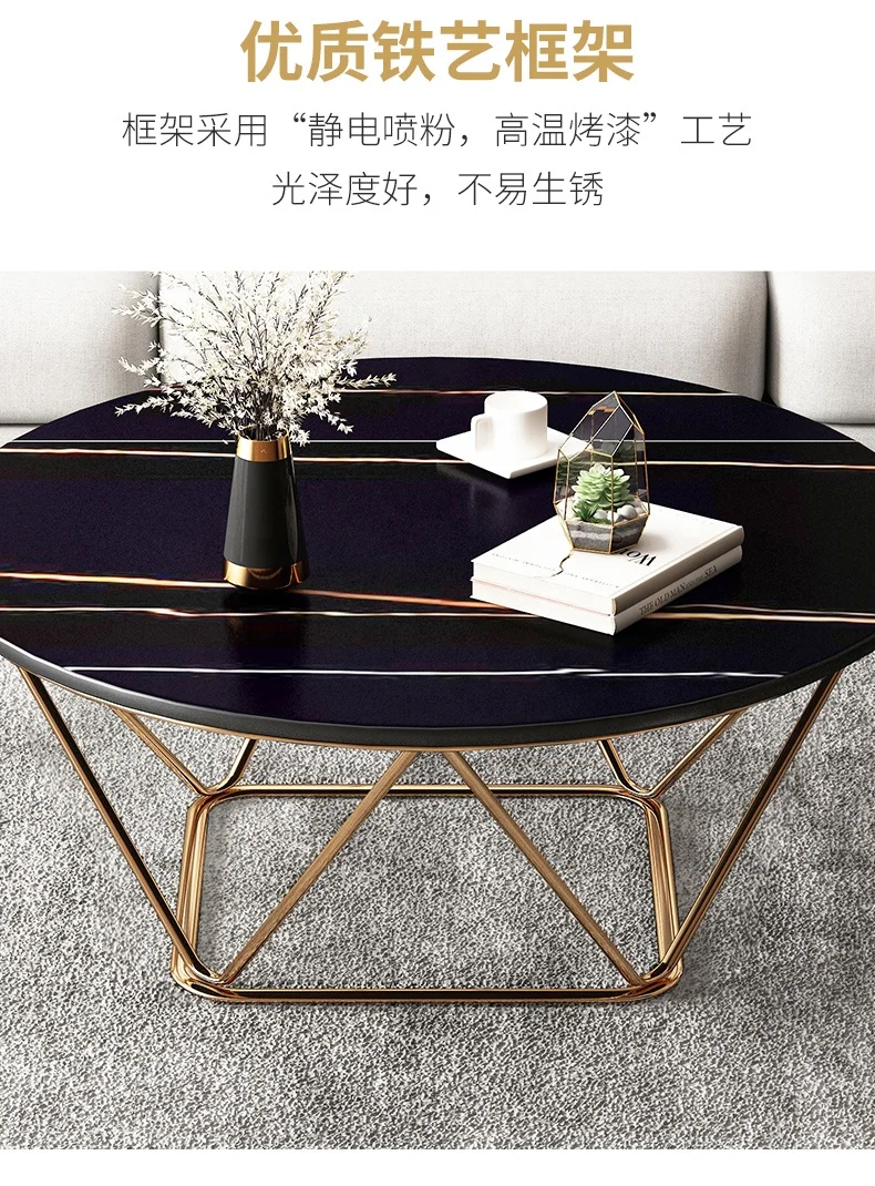 marble top coffee table living room furniture multifunction coffee table modern nordic style  outdoor tables gold metal frame