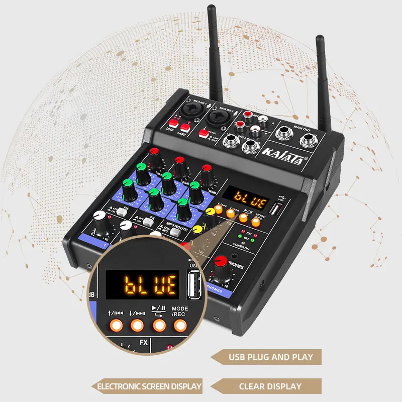 KAIKA G4- M1-6 микшерная консоль со встроенным UHF Беспроводной Microfono 2 в одном комплекте маленький 4-канальный караоке-микшер микрофон
