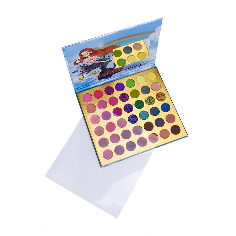 
42 Colors Mermaid Pigmented Eyeshadow Palette OEM Eyeshadow Waterproof Private Label Cosmetics 