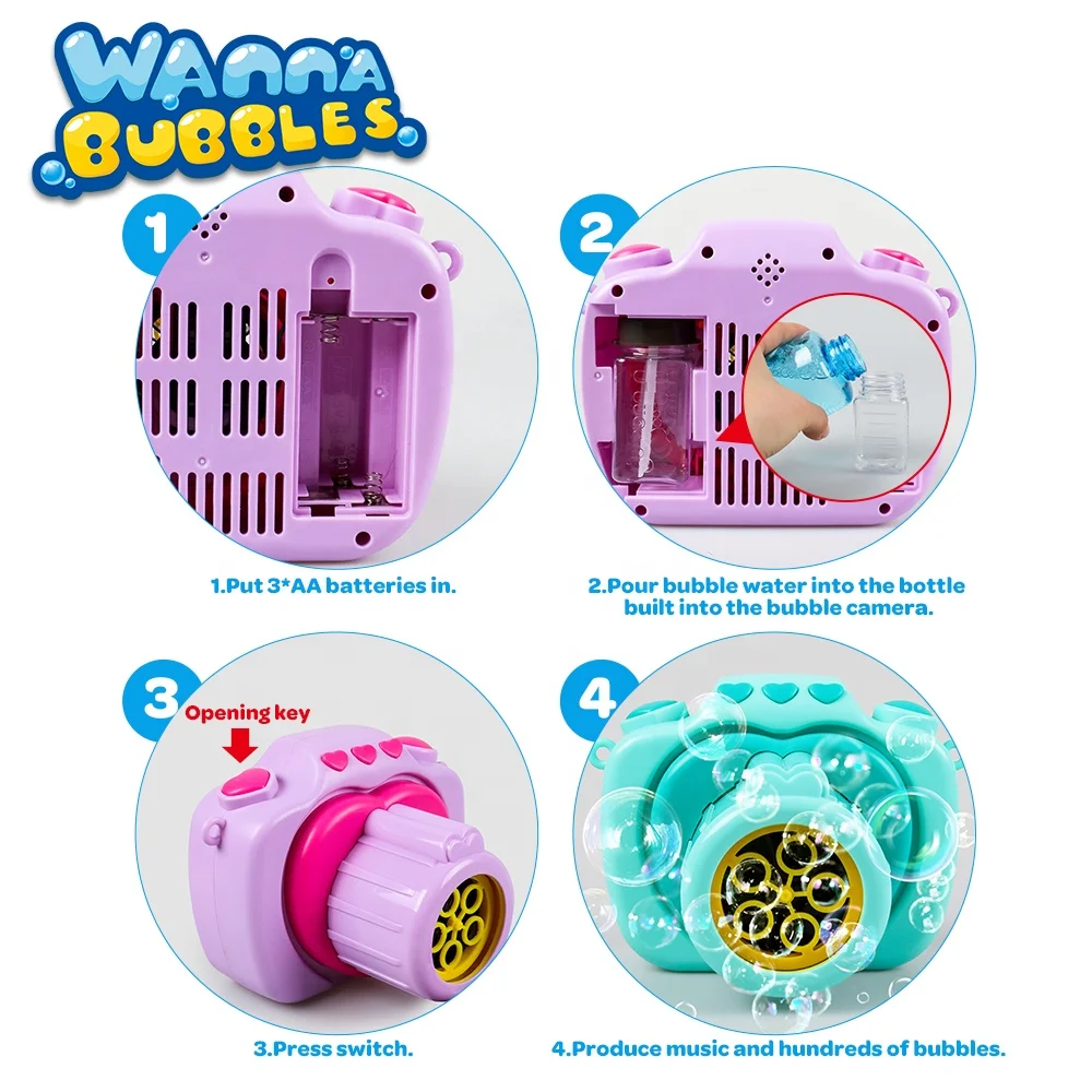 Automatic B/O Soap Bubble Camera kids toy music camera bubble machine