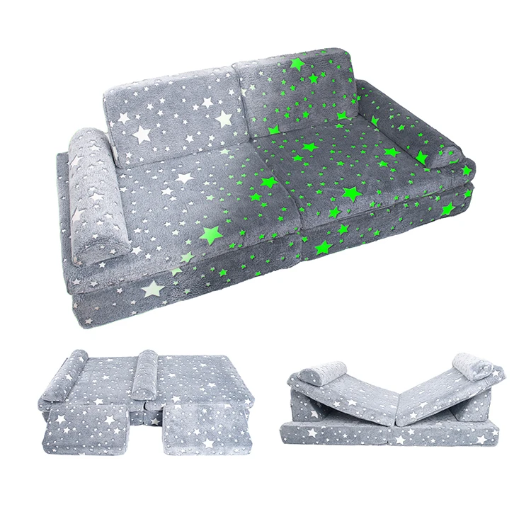 6-Piece Fold Out Kids Couch Sofa Modular Toddler Couch for Bedroom Playroom living room school