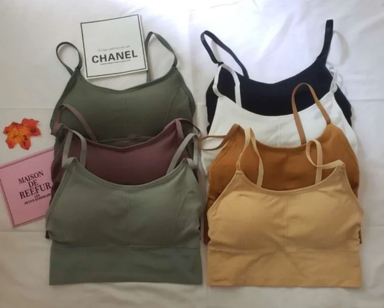 push-up sling seamless beautiful back strap padded non-wire sports bratube tube top seamless bra Women Tank Crop Top