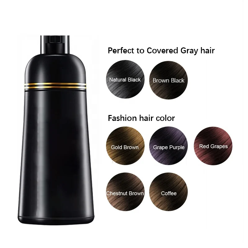 Cover Gray Hair Black Hair Dye Shampoo Women Wholesale Fast Color Cream Organic Moisturizer